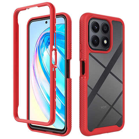 Custodia Silicone Trasparente Laterale 360 Gradi Cover ZJ1 per Huawei Honor X8a 4G Rosso