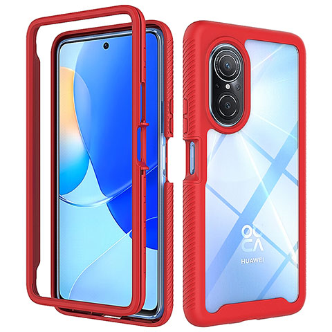 Custodia Silicone Trasparente Laterale 360 Gradi Cover ZJ1 per Huawei Nova 9 SE Rosso