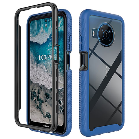 Custodia Silicone Trasparente Laterale 360 Gradi Cover ZJ1 per Nokia X100 5G Blu