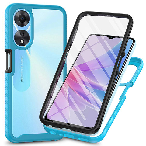 Custodia Silicone Trasparente Laterale 360 Gradi Cover ZJ1 per Oppo A78 5G Cielo Blu