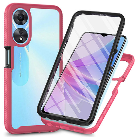 Custodia Silicone Trasparente Laterale 360 Gradi Cover ZJ1 per Oppo A78 5G Rosa Caldo