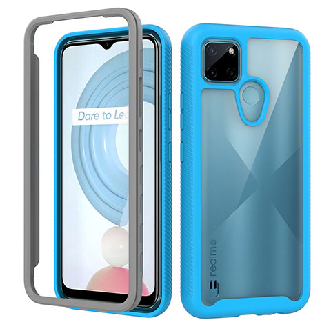 Custodia Silicone Trasparente Laterale 360 Gradi Cover ZJ1 per Realme C21Y Cielo Blu