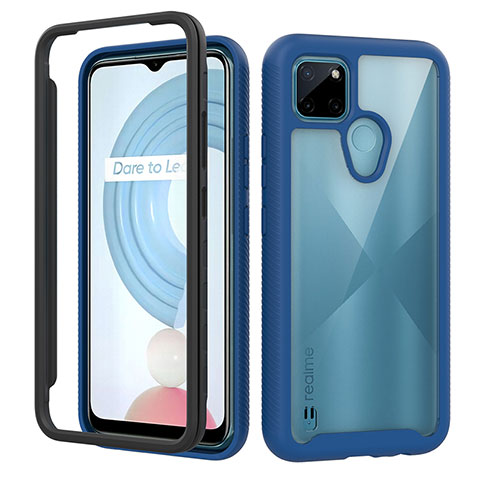 Custodia Silicone Trasparente Laterale 360 Gradi Cover ZJ1 per Realme C25Y India Blu