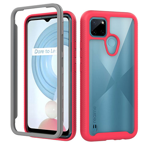 Custodia Silicone Trasparente Laterale 360 Gradi Cover ZJ1 per Realme C25Y India Rosa Caldo