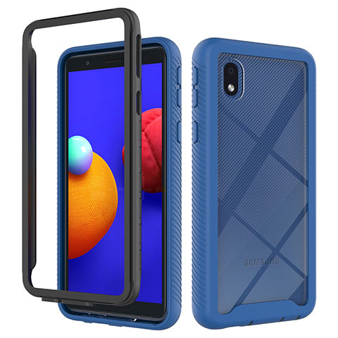 Custodia Silicone Trasparente Laterale 360 Gradi Cover ZJ1 per Samsung Galaxy A01 Core Blu