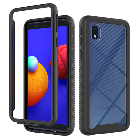 Custodia Silicone Trasparente Laterale 360 Gradi Cover ZJ1 per Samsung Galaxy A01 Core Nero