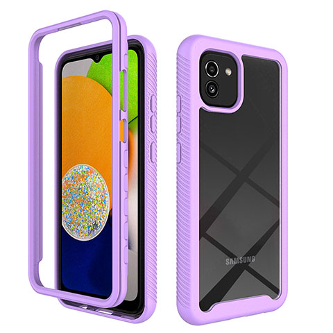 Custodia Silicone Trasparente Laterale 360 Gradi Cover ZJ1 per Samsung Galaxy A03 Lavanda