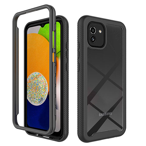 Custodia Silicone Trasparente Laterale 360 Gradi Cover ZJ1 per Samsung Galaxy A03 Nero