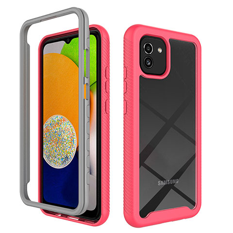 Custodia Silicone Trasparente Laterale 360 Gradi Cover ZJ1 per Samsung Galaxy A03 Rosa Caldo