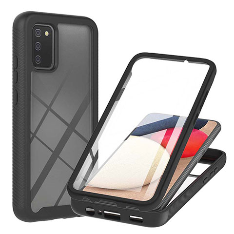 Custodia Silicone Trasparente Laterale 360 Gradi Cover ZJ1 per Samsung Galaxy A03s Nero