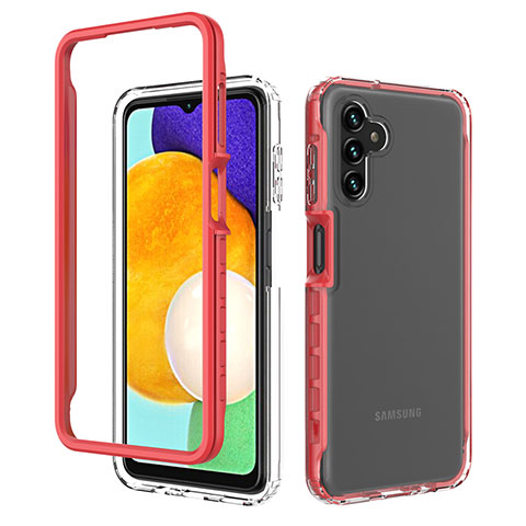 Custodia Silicone Trasparente Laterale 360 Gradi Cover ZJ1 per Samsung Galaxy A04s Rosso