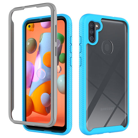 Custodia Silicone Trasparente Laterale 360 Gradi Cover ZJ1 per Samsung Galaxy A11 Cielo Blu