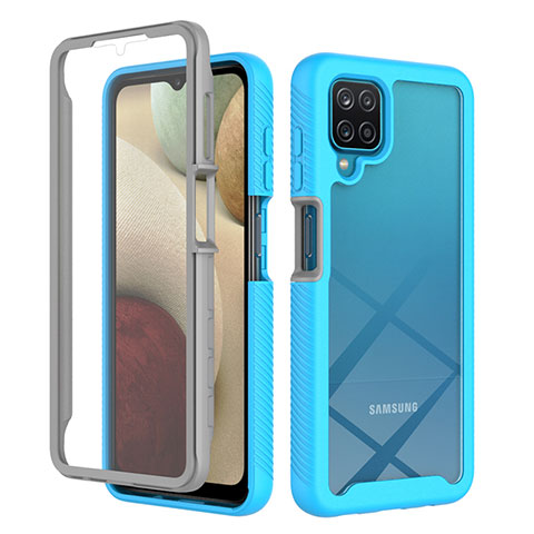 Custodia Silicone Trasparente Laterale 360 Gradi Cover ZJ1 per Samsung Galaxy A12 5G Cielo Blu