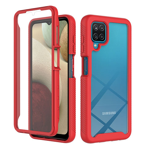 Custodia Silicone Trasparente Laterale 360 Gradi Cover ZJ1 per Samsung Galaxy A12 Nacho Rosso