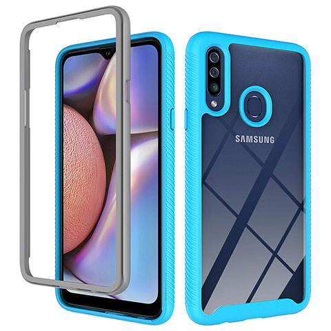 Custodia Silicone Trasparente Laterale 360 Gradi Cover ZJ1 per Samsung Galaxy A20s Cielo Blu