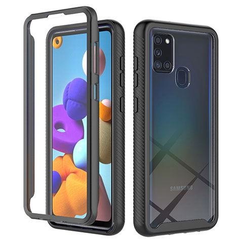 Custodia Silicone Trasparente Laterale 360 Gradi Cover ZJ1 per Samsung Galaxy A21s Nero