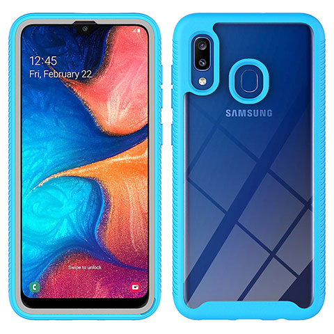 Custodia Silicone Trasparente Laterale 360 Gradi Cover ZJ1 per Samsung Galaxy A30 Cielo Blu