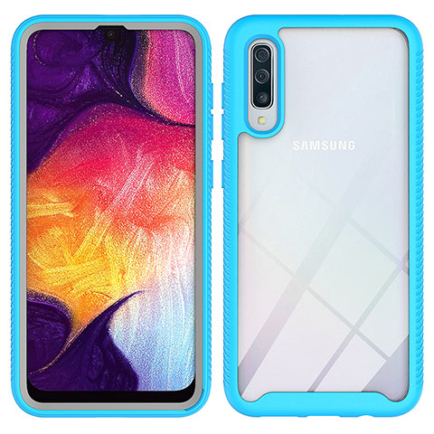 Custodia Silicone Trasparente Laterale 360 Gradi Cover ZJ1 per Samsung Galaxy A30S Cielo Blu