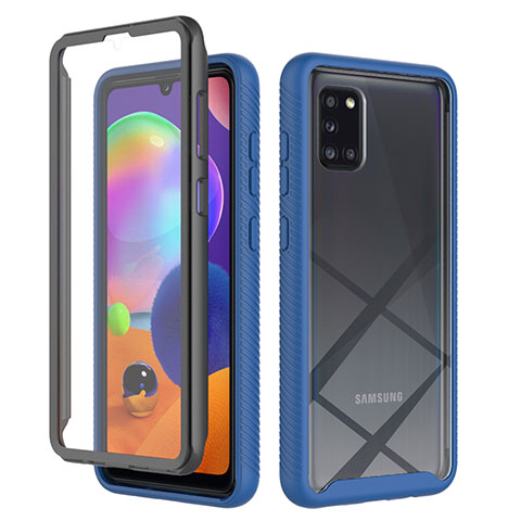 Custodia Silicone Trasparente Laterale 360 Gradi Cover ZJ1 per Samsung Galaxy A31 Blu