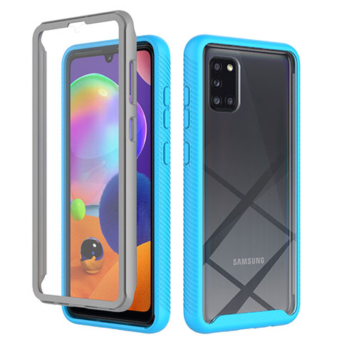 Custodia Silicone Trasparente Laterale 360 Gradi Cover ZJ1 per Samsung Galaxy A31 Cielo Blu