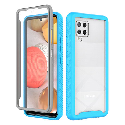 Custodia Silicone Trasparente Laterale 360 Gradi Cover ZJ1 per Samsung Galaxy A42 5G Cielo Blu