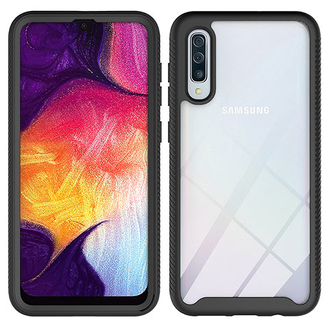 Custodia Silicone Trasparente Laterale 360 Gradi Cover ZJ1 per Samsung Galaxy A50 Nero