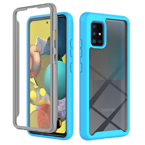 Custodia Silicone Trasparente Laterale 360 Gradi Cover ZJ1 per Samsung Galaxy A51 5G Cielo Blu