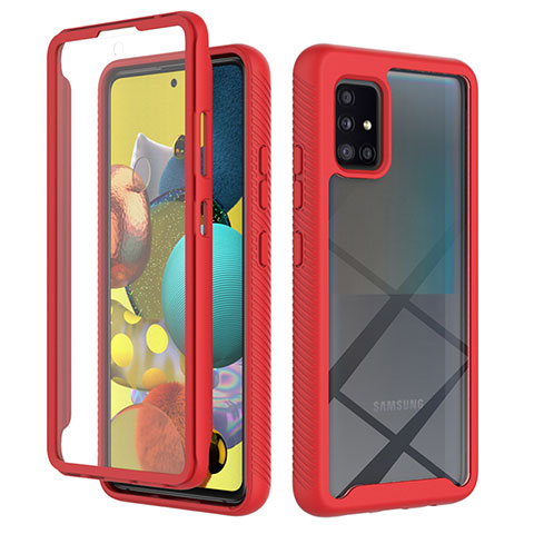 Custodia Silicone Trasparente Laterale 360 Gradi Cover ZJ1 per Samsung Galaxy A51 5G Rosso