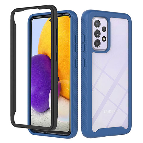 Custodia Silicone Trasparente Laterale 360 Gradi Cover ZJ1 per Samsung Galaxy A72 4G Blu