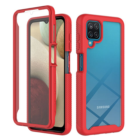 Custodia Silicone Trasparente Laterale 360 Gradi Cover ZJ1 per Samsung Galaxy M12 Rosso