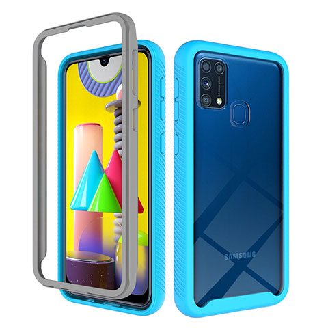 Custodia Silicone Trasparente Laterale 360 Gradi Cover ZJ1 per Samsung Galaxy M31 Prime Edition Cielo Blu