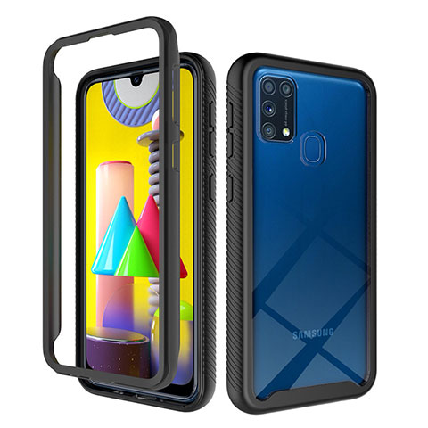 Custodia Silicone Trasparente Laterale 360 Gradi Cover ZJ1 per Samsung Galaxy M31 Prime Edition Nero