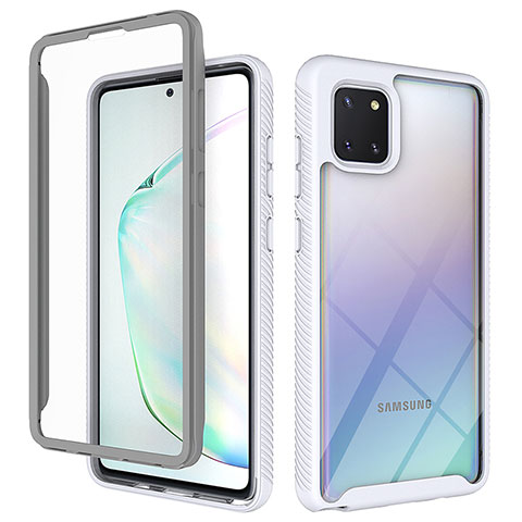Custodia Silicone Trasparente Laterale 360 Gradi Cover ZJ1 per Samsung Galaxy Note 10 Lite Bianco