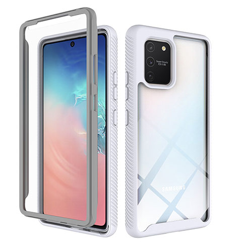 Custodia Silicone Trasparente Laterale 360 Gradi Cover ZJ1 per Samsung Galaxy S10 Lite Bianco