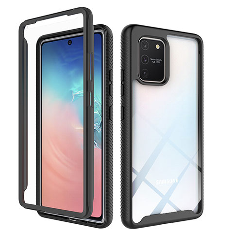 Custodia Silicone Trasparente Laterale 360 Gradi Cover ZJ1 per Samsung Galaxy S10 Lite Nero