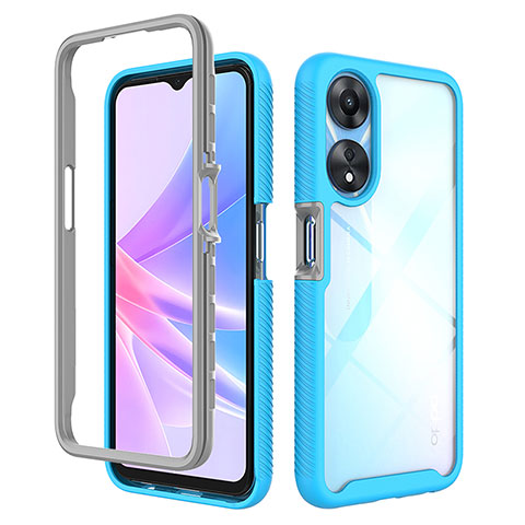 Custodia Silicone Trasparente Laterale 360 Gradi Cover ZJ2 per Oppo A58 5G Cielo Blu