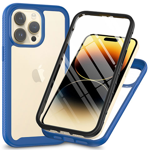 Custodia Silicone Trasparente Laterale 360 Gradi Cover ZJ3 per Apple iPhone 13 Pro Blu