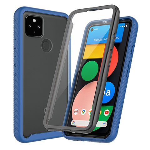 Custodia Silicone Trasparente Laterale 360 Gradi Cover ZJ3 per Google Pixel 4a 5G Blu