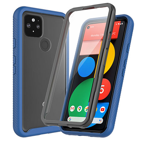 Custodia Silicone Trasparente Laterale 360 Gradi Cover ZJ3 per Google Pixel 5 Blu