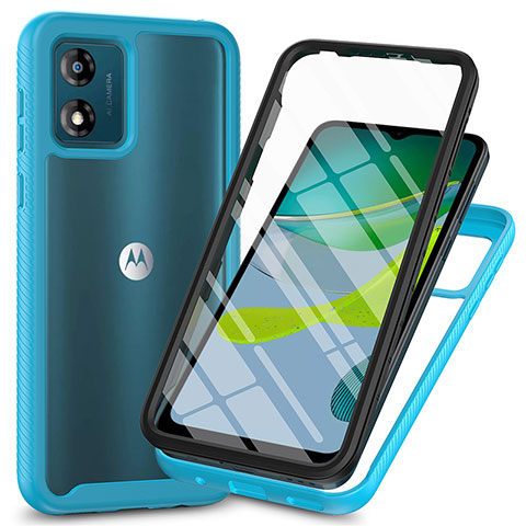 Custodia Silicone Trasparente Laterale 360 Gradi Cover ZJ3 per Motorola Moto E13 Cielo Blu