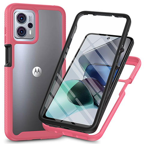 Custodia Silicone Trasparente Laterale 360 Gradi Cover ZJ3 per Motorola Moto G13 Rosa Caldo