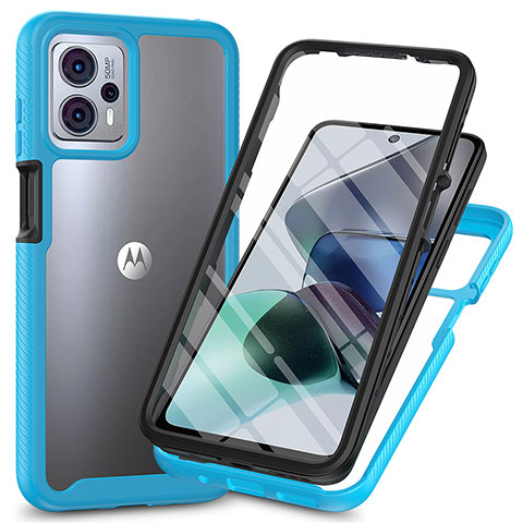 Custodia Silicone Trasparente Laterale 360 Gradi Cover ZJ3 per Motorola Moto G23 Cielo Blu