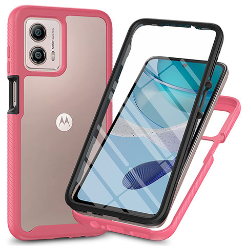 Custodia Silicone Trasparente Laterale 360 Gradi Cover ZJ3 per Motorola Moto G53j 5G Rosa Caldo