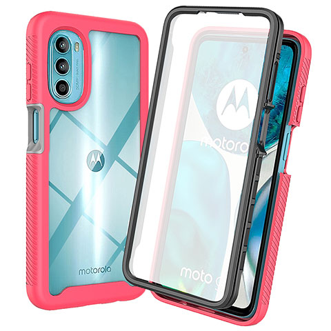 Custodia Silicone Trasparente Laterale 360 Gradi Cover ZJ3 per Motorola Moto G82 5G Rosa Caldo