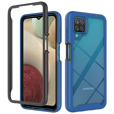 Custodia Silicone Trasparente Laterale 360 Gradi Cover ZJ3 per Samsung Galaxy A12 Blu