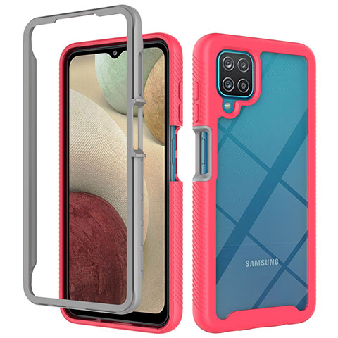 Custodia Silicone Trasparente Laterale 360 Gradi Cover ZJ3 per Samsung Galaxy A12 Rosa Caldo