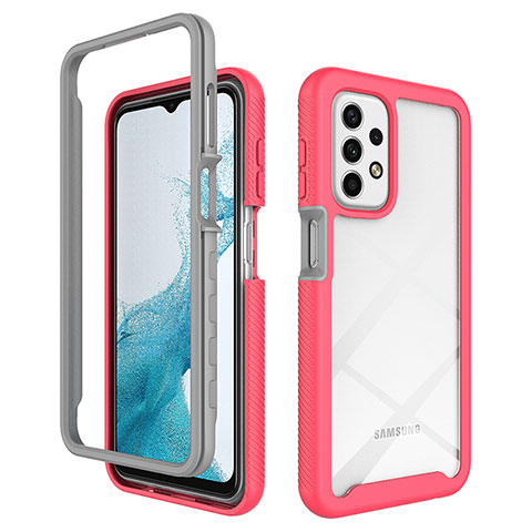 Custodia Silicone Trasparente Laterale 360 Gradi Cover ZJ3 per Samsung Galaxy A23 4G Rosa Caldo