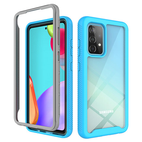 Custodia Silicone Trasparente Laterale 360 Gradi Cover ZJ3 per Samsung Galaxy A52 4G Cielo Blu