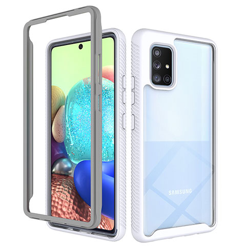 Custodia Silicone Trasparente Laterale 360 Gradi Cover ZJ3 per Samsung Galaxy A71 4G A715 Bianco