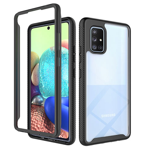 Custodia Silicone Trasparente Laterale 360 Gradi Cover ZJ3 per Samsung Galaxy A71 4G A715 Nero